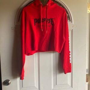 Size medium EUC Justin Bieber purpose world tour crop hoodie